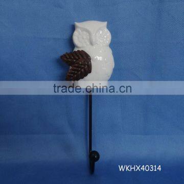 Ceramic owl shape cheap curtain wall hook