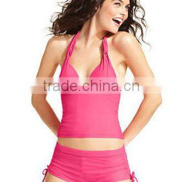 pink fashion padded swimwear tankini women's swimwear