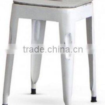 FRENCH VINTAGE BAR STOOL , BISTRO WHITE BAR STOOL WITH WOOD TOP INDUSTRIAL