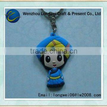 lovely girl soft pvc angel keychain/rubber keychain