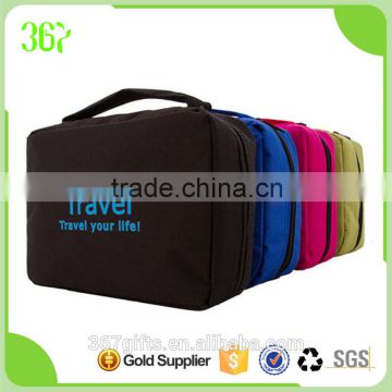 300D Polyester Travel Hanging Cosmetic Pouch Wash Toilet Bag with Handle