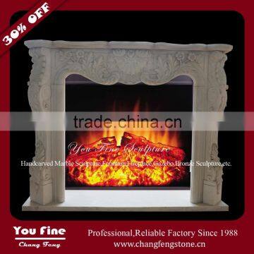 Indoor Decorative Simple White Marble Fireplace Mantel