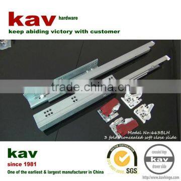 Three folds auto closing aluminium guide rail for kitchen cabinet