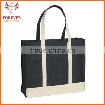 Hot Selling Customized Logo 600D Tow Tone Tote Bag With Contrasting Shopping Tote Bag photo-2