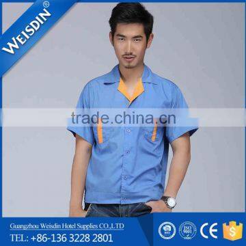 Guangzhou factory light blue twill cotton cleaner summer workwear