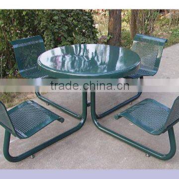 Powder coated metal outdoor table with chairs park table with chairs