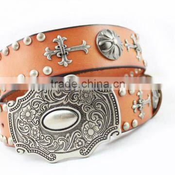 New Arrival Unisex Geniune Leather Belt With Designed Plague Buckle