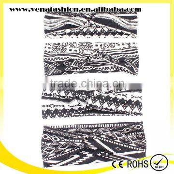 Bohemian Black White Printing Yoga Sports Head Band photo-6