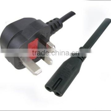 British power cord with IEC C7 Connector BSI approval