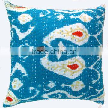 RT-7 Multi Ikat print Cotton kantha Cushion Cover Handmade Pillow New Comfort Designer cushion