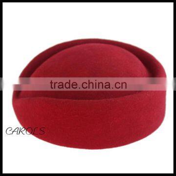 2016 red hat of the stewardess made in wool felt hat and cap