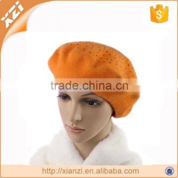 Artist Beanie Hat Orange Beret Wool Beret Handmade Knit Berets