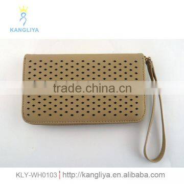 Wallets with punching craftwork small girls clutch bags with strap long purses