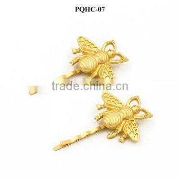 2015 Hot selling cheap Korean style alloy matte gold alloy bee animal girl hairpin