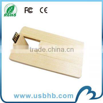 2015 popular 4gb wooden card shape usb flash disk