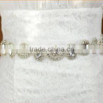 Elegant Graceful Crystal Beaded Bridal Sash Belt for Wedding Dress photo-3