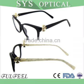 Most Popular Lady Fashion Acetate Spectacle Optical Frame With Flower Diamond photo-5