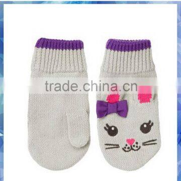 Mouse Cotton Knitted Hand Gloves Mitten With 3D Ears for Young Girls