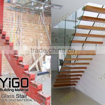 Floating Stairs With Stainless Stringer/indoor Iron Staircase