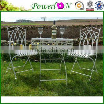 Popular Antique White Metal Table Chair Folding Patio Sets