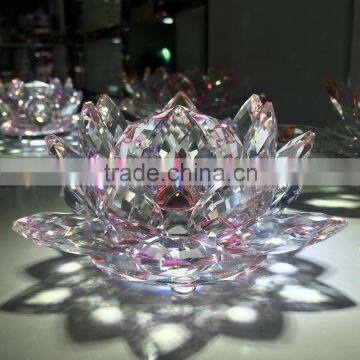 Beautiful Artificial Lotus Flower Crystal Glass Ornaments