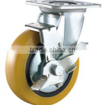 Swivel Side Lock (metal) PU Caster Heavy duty Double Ball Bearing Caster