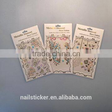 Custom New Fashion Rhinestone Metallic Tattoo Crystal Gold Foil Tattoo Stickers photo-3