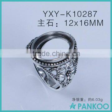 Factory Wholesale Thai Silver Ring 12*16mm Blank Ring for Gemstone Inlay