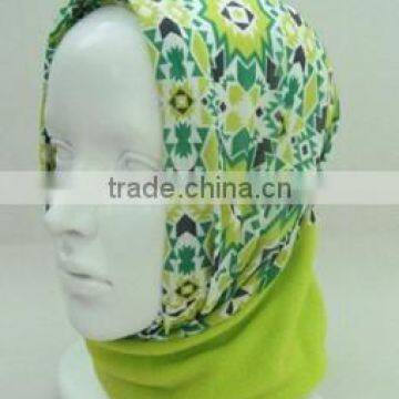 two type fabric neck tube hooded scarf