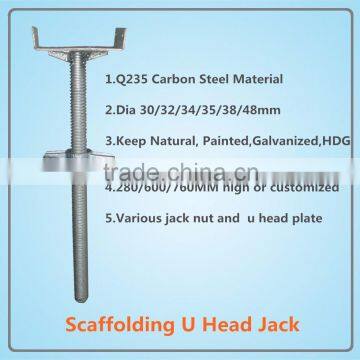 Galvanized Scaffolding u head screw jack, shoring screw jack