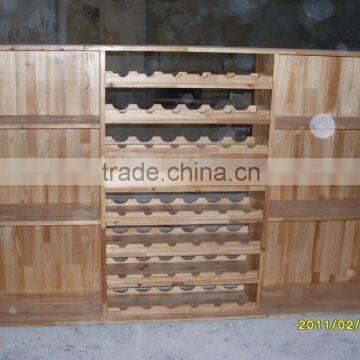 wooden red wine display shelf