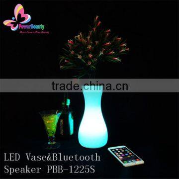 2015 wholesale high quality music hifi waterproof wireless portable crystal plastic flower vase with led light bluetooth speaker