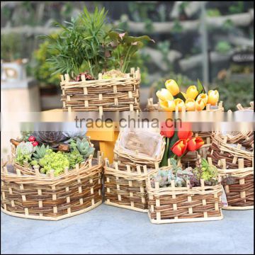 Natural 100% handmade heart-shaped wicker plant basket