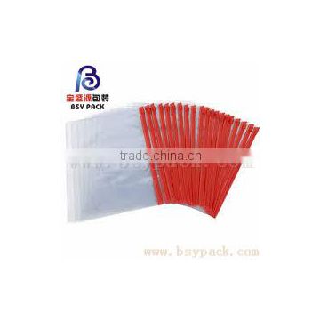 various styles no printed customized 4 side seal clear/transparent red slider zipper PE material bag for pack document in office