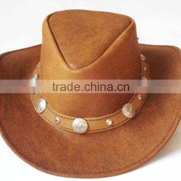 REAL LEATHER HATS COWBOYS WESTERN STYLE BUSH HATS TOP QUALITY
