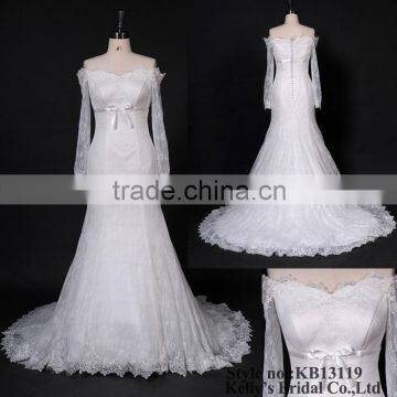 hot selling long sleeve lace wedding dress KB13119