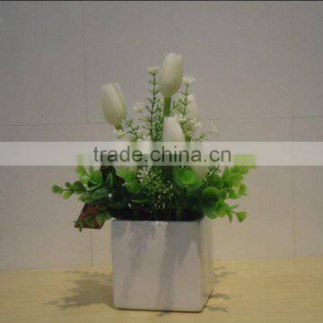 Decoration potted flower making - artificial potted tulip arrangement