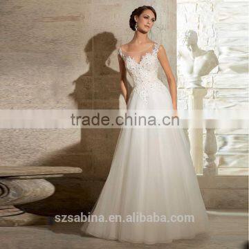 2016 white Elegant crochet Sleeveless lace wedding dress for bridal