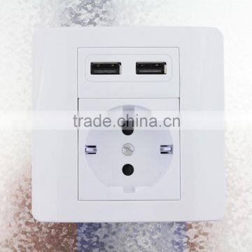 unique design 5V 2.1A Europe type 2 usb Korea used wall socket for charging