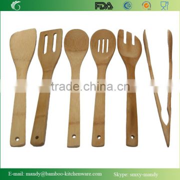 Bamboo Utensils - 6 Piece Kitchen Cooking Set With Holder