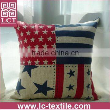 supply made of 100% cotton linen printed flag cushion include pillow insert(LCTP0036)