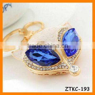 2014 Pretty Eyes Fox Rhinestone Drip Key chain , Bag Pendant ZTKC-193