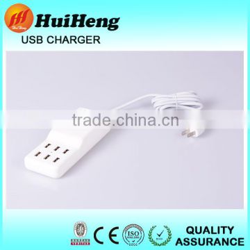 CE,FCC,ROHS 12A 6 port mobile phone desktop charger universal desktop charger