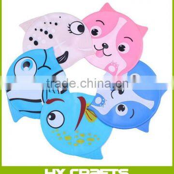 New Style Blue/Pink Hot Lovely Animals Cartoon Silicone Kids Swim Caps