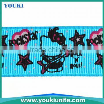 Rockstar cat printed grosgrain ribbon