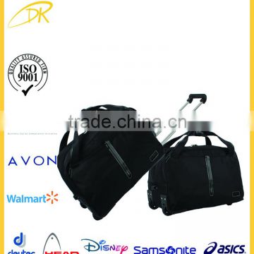 ISO9001 audit factory classic fashion black travel bag wheelie holdall