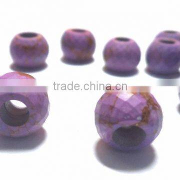 AAA Quality Copper Turquoise Faceted Handmade Big Hole Round Ball Beads
