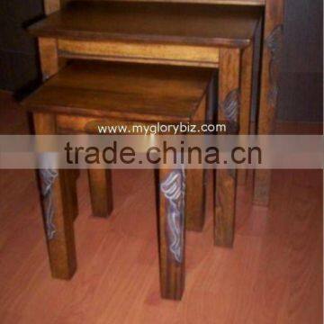 Nest of Three, Wooden Table, Nesting Table, Nest Table