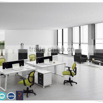 Factory price appealing four-seater MFC office furniture desk design