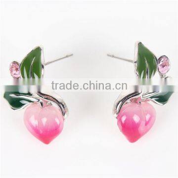 Cheap Europe Brand Statement Necklace and Resin Earring Jewelry Set Peach Fruit for Girl photo-5